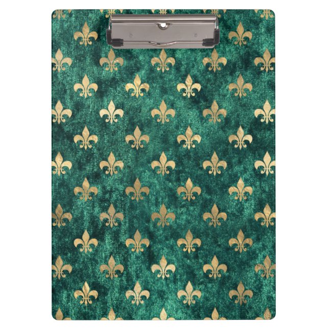 Pranchetas Veludo Verde Grunge Fleur De Lis Mardi Gras (Frente)