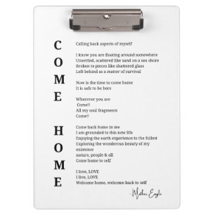 Pranchetas Venha para casa, poema inspiracional Poem Wall Art