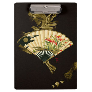 Pranchetas Ventilador oriental esmagado com Design Floral