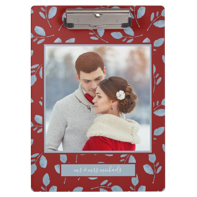 Pranchetas Vermelho com Azul Folha Foto e Nome (Frente)