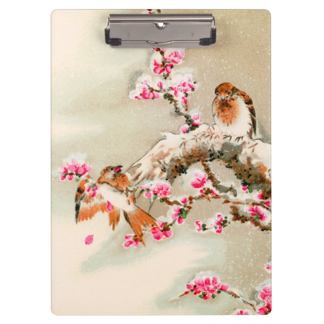 Pranchetas Vintage aves japonesas em um galho (Frente)