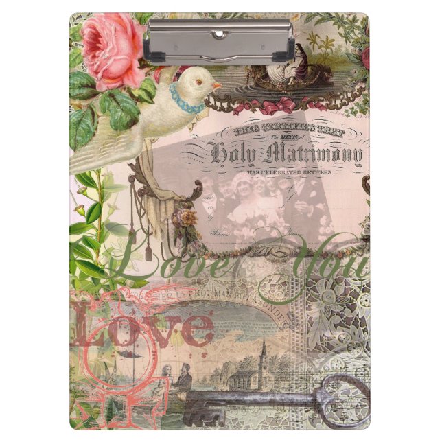 Pranchetas Vintage Casamento Antiquado de Casamento Elegante (Frente)