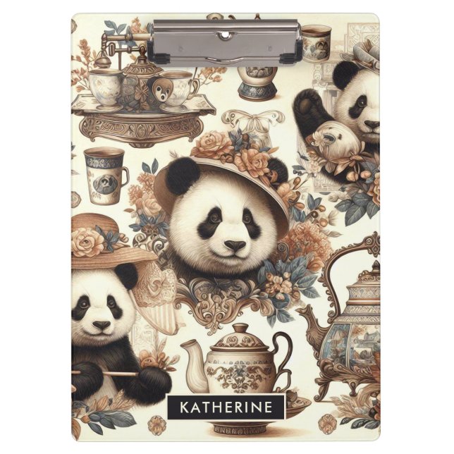Pranchetas Vintage Cute Panda Painting (Frente)