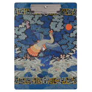 Pranchetas Vintage de bordado chinês azul-pássaro