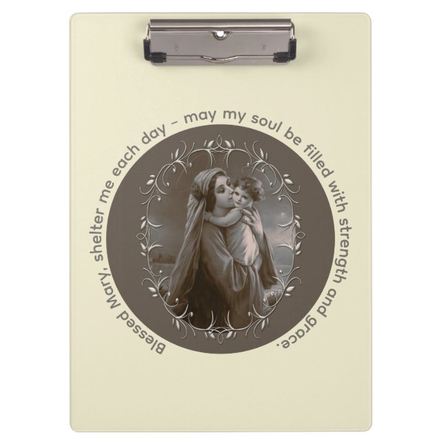 Pranchetas Vintage Madonna e Child com Silver Frame (Frente)