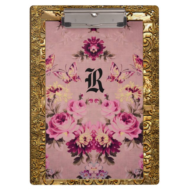 Pranchetas Vintage Nector Floral Elegante Monograma (Frente)