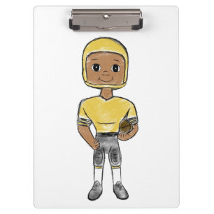 Pranchetas vintage retro football player black yellow simple