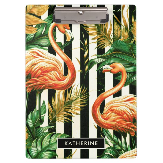 Pranchetas Vintage Retro Stripes Flamingo (Frente)