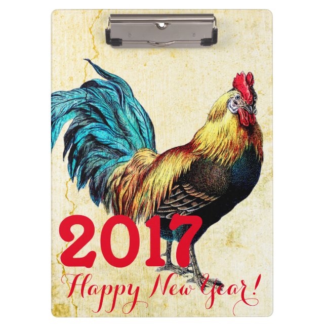 Pranchetas Vintage Rooster Year 2017 Saudação em Vietnamita (Frente)