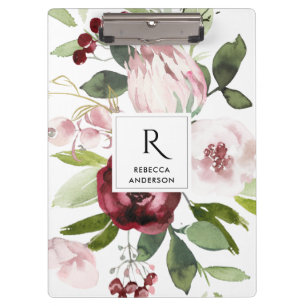 PRANCHETAS VINTAGEM BRANCA PINK PINK BURGUNDY PROTEA FLORAL