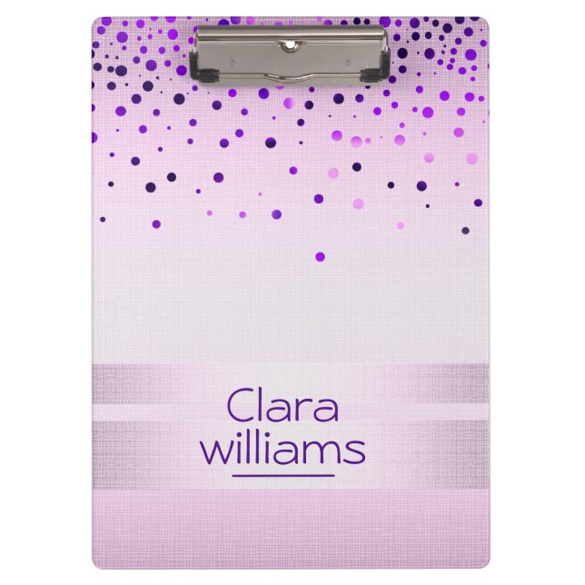 Pranchetas Violet Glitter Faux Sparkle Confetti Modern (Frente)