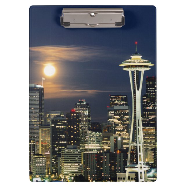 Pranchetas Washington, Seattle, Silhueta noturna da cidade a  (Frente)