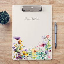 Watercolor Colorful Spring Wildflower Clipboard