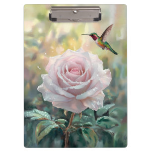 Pranchetas Watercolor Hummingbird e rosa rosa-rosa