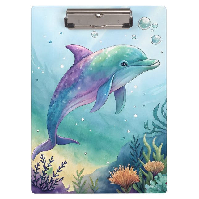 Pranchetas Watercolor painted dolphin (Frente)