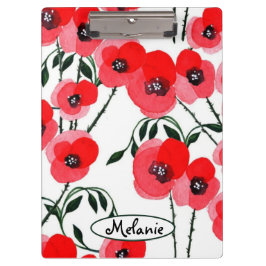 Pranchetas Watercolor poppy flowers botanical
