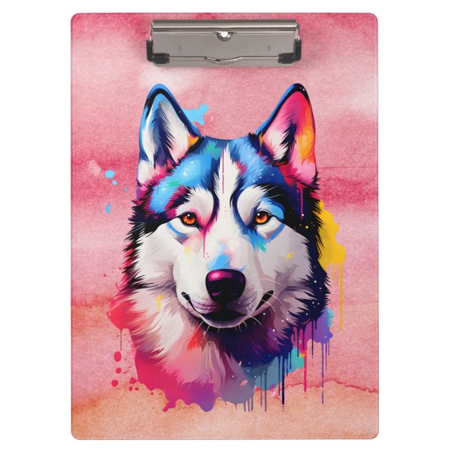 Pranchetas Watercolor Siberian Husky Colorir Art (Frente)