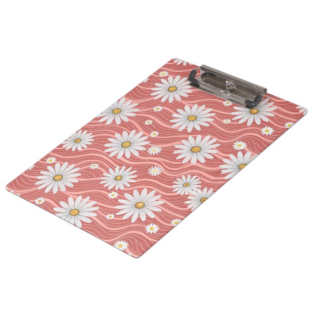 Pranchetas Wavy Pink Daisies (Inclinado)