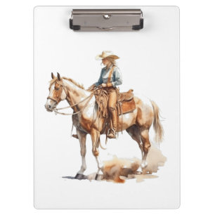 Pranchetas Western Watercolor Blonde Cowgirl, personalizada