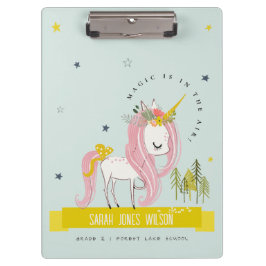 Pranchetas Whimsical Magical Unicorn Rosa Teal Aqua Princess