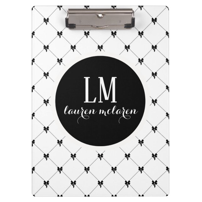 Pranchetas White & Black Bow Monogram (Frente)