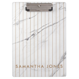 Pranchetas White Carrara Marble Dourado Stripe Clássico Mode