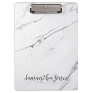 Pranchetas White Carrara Marble Script Classic Modern