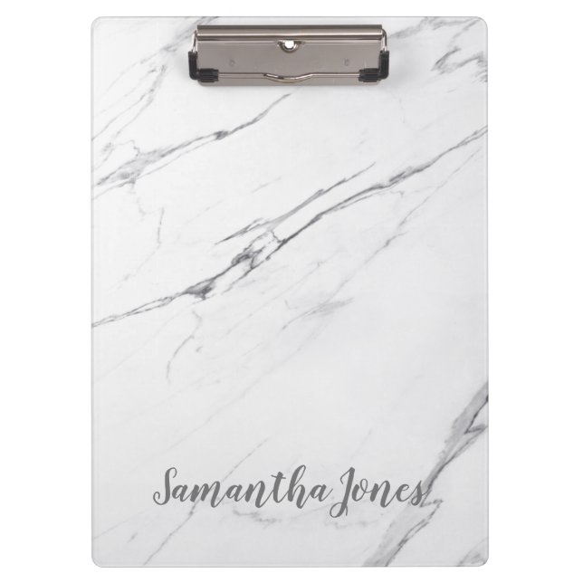 Pranchetas White Carrara Marble Script Classic Modern (Frente)