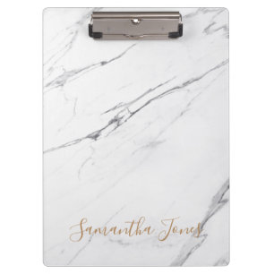 Pranchetas White Carrara Marble Script Clássico Dourado