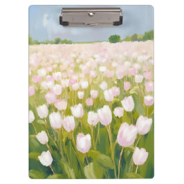 Pranchetas White Tulips Flower Field Painting