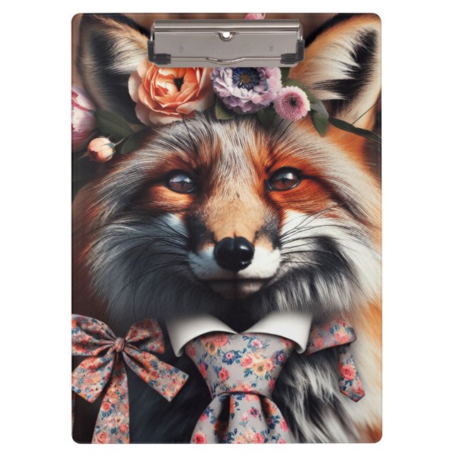 Pranchetas Wild fox wearing a tie cute  (Frente)