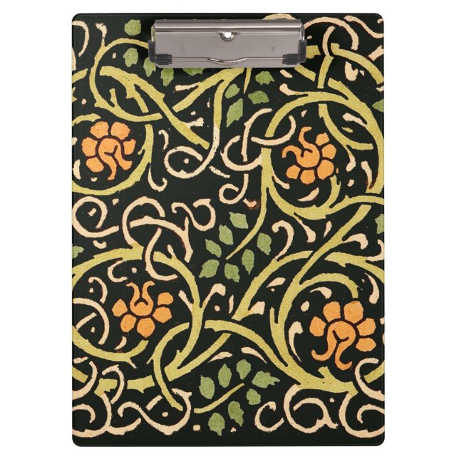 Pranchetas William Morris Black Floral Art Impressão Design (Frente)