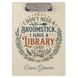 Pranchetas Witchy Librarian Library Card Book Lover Custom