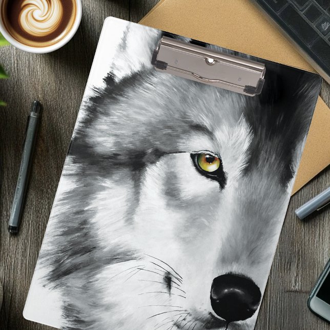 Pranchetas Wolf Retrato Preto Branco (Criador carregado)