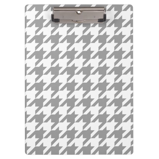 Pranchetas Xadrez Houndstooth Branco Cinza Cinza (Frente)
