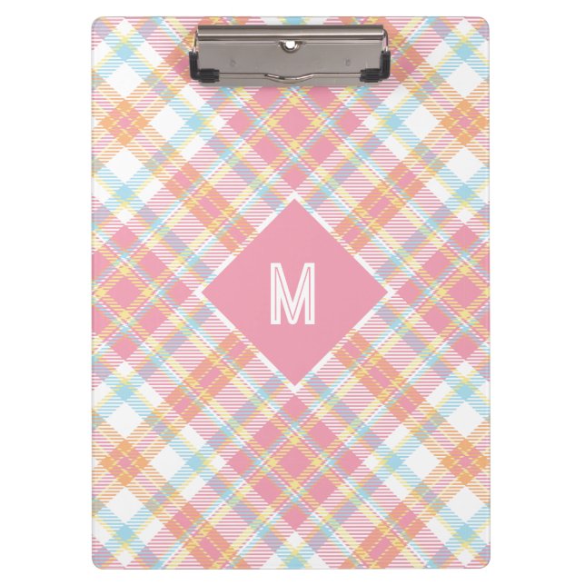 Pranchetas Xadrez Monograma Personalizada / Padrão Tartan (Frente)