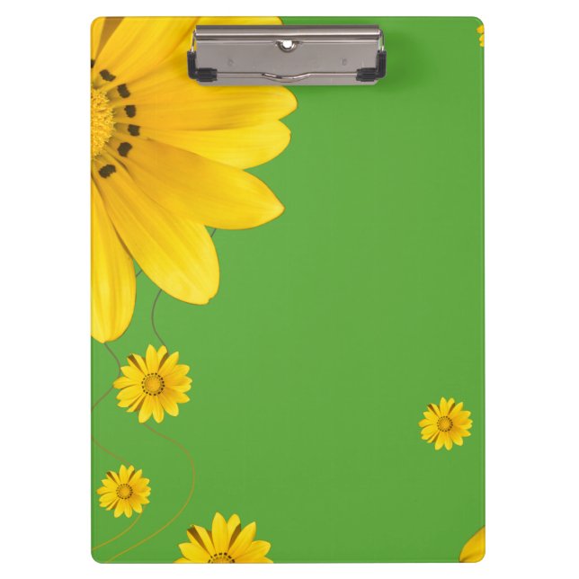 Pranchetas  Yellow Daisy Floral Design on Green backround (Frente)