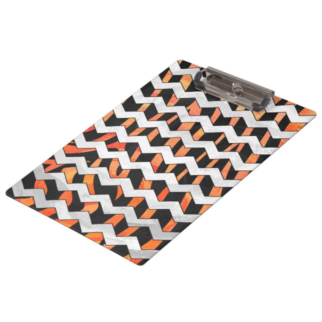 Pranchetas Zebra Black e Orange Chevron (Inclinado)