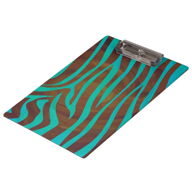 Pranchetas Zebra Brown e Teal Impressão (Inclinado)