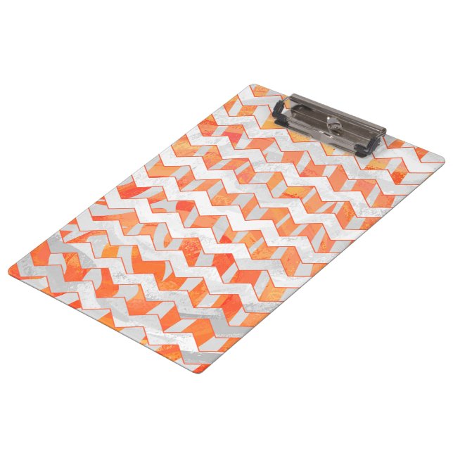 Pranchetas Zebra Chevron Laranja e Branco (Inclinado)
