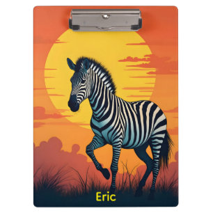Pranchetas Zebra com Sol Amarelo e Céu Laranja