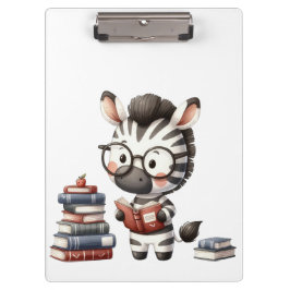 Pranchetas Zebra Lendo Livros.