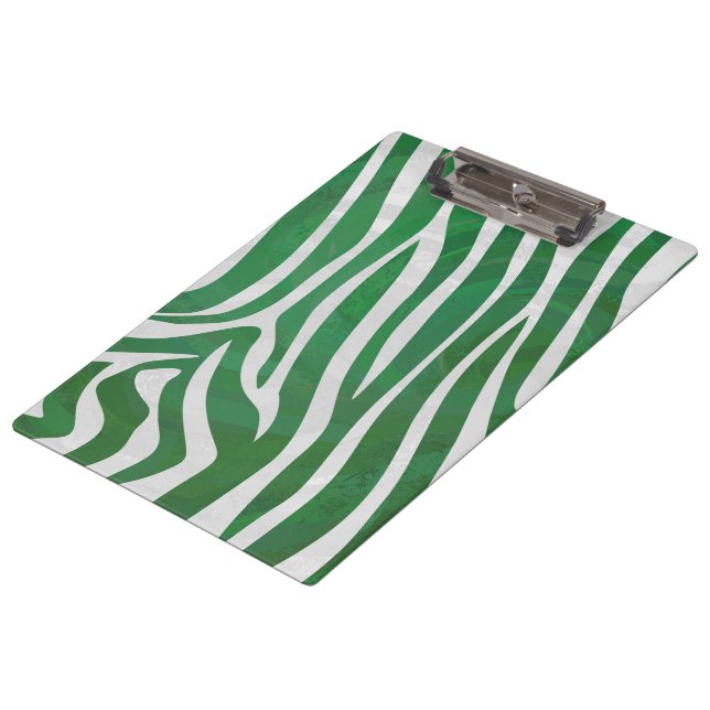 Pranchetas Zebra Monograma Impressão verde e branco (Inclinado)