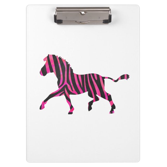 Pranchetas Zebra Silhouette Impressão preto e rosa quente (Frente)