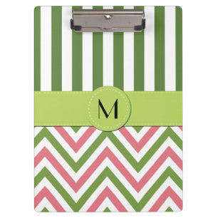 Pranchetas Zigzag, Chevron, Stripes, Rosa, Verde, Monograma