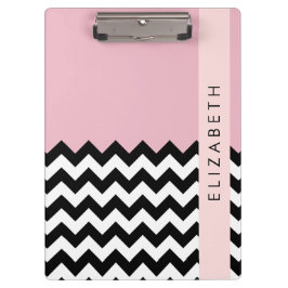 Pranchetas Zigzag preto-e-branco, Chevron, rosa, seu nome