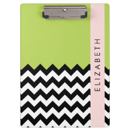 Pranchetas Zigzag preto-e-branco, Chevron, verde, seu nome