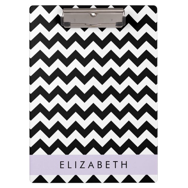 Pranchetas Zigzag preto-e-branco, padrão Chevron, seu nome (Frente)