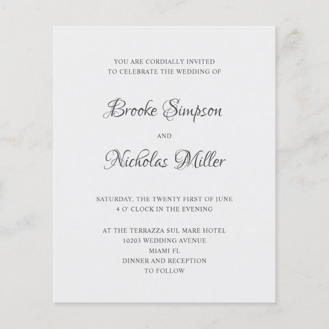 PRATA | BAIXO CUSTO Casamento Mínimo Elegante Simp (Frente)