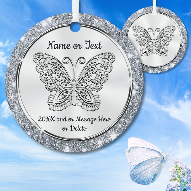 Prata Bonito, Ornamentos de Árvores de Natal de Bo (Butterfly Christmas Ornament. Butterfly Memorial Ornament. Personalized Butterfly Ornaments. Gifts.)